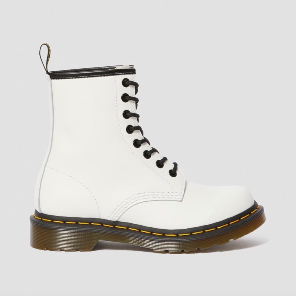 White Dr. Martens 1460 Women’s Smooth Leather Lace Up Boots